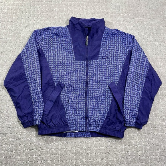 Nike Jackets & Blazers - VTG 90s Nike Purple Geometric Full Zip Windbreaker Women's Large Abstract Jacket